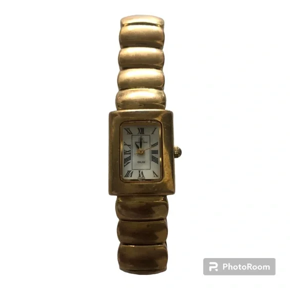 Vintage Gold Tone Daymond Rene Watch RETRO GOLD PLATED DAY-DATE MOON PHASE MEN main image 3